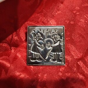 EFS Save The Children Sterling Silver Girls Holding Heart Pin